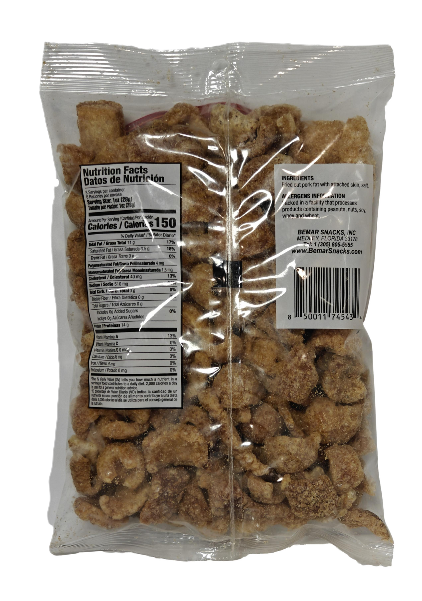Denise Snacks Smoked Pork Cracklins – 8 oz Bag | Crispy & Smoky Pork Snack