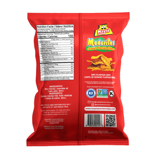Mayté Maduritos Sweet Plantain Chips – Naturally Sweet Ripe Plantains Snack | Non-GMO, Gluten-Free, Crunchy Chips, 3 oz Bag