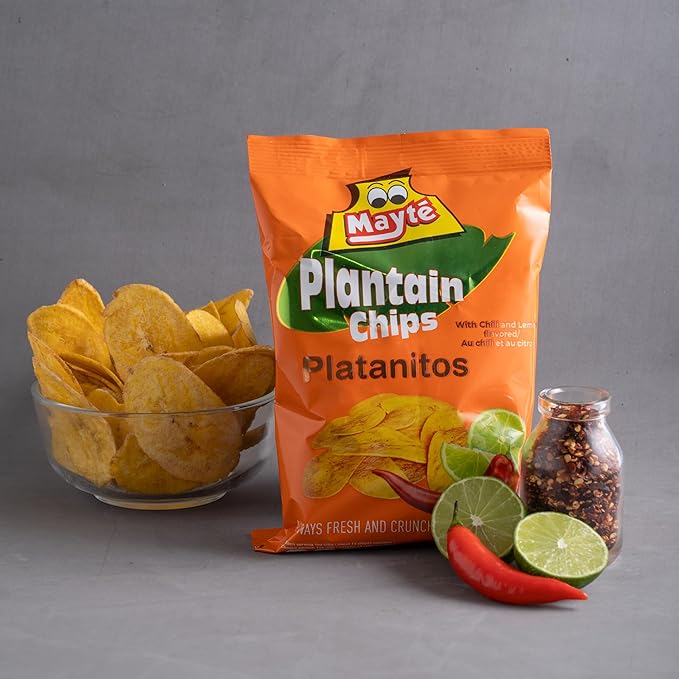 Mayté Plantain Chips with Chili & Lemon – Spicy Tangy Crunch | Non-GMO, Gluten-Free, 3 oz Bag