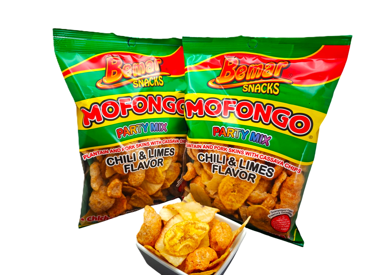 Mezcla para fiestas de mofongo Bemar – Sabor a chile y limón | Bocadillo de plátano, yuca y chicharrón – 113 g