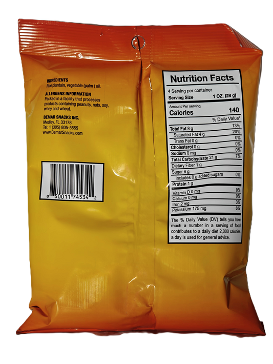 Bemar Tostones Sweet Maduro – Fried Ripe Plantain Chips – 3 oz