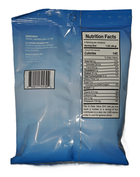 Bemar Tostones – Salted Fried Plantain Chips | Crunchy Green Plantains – 4.25 oz