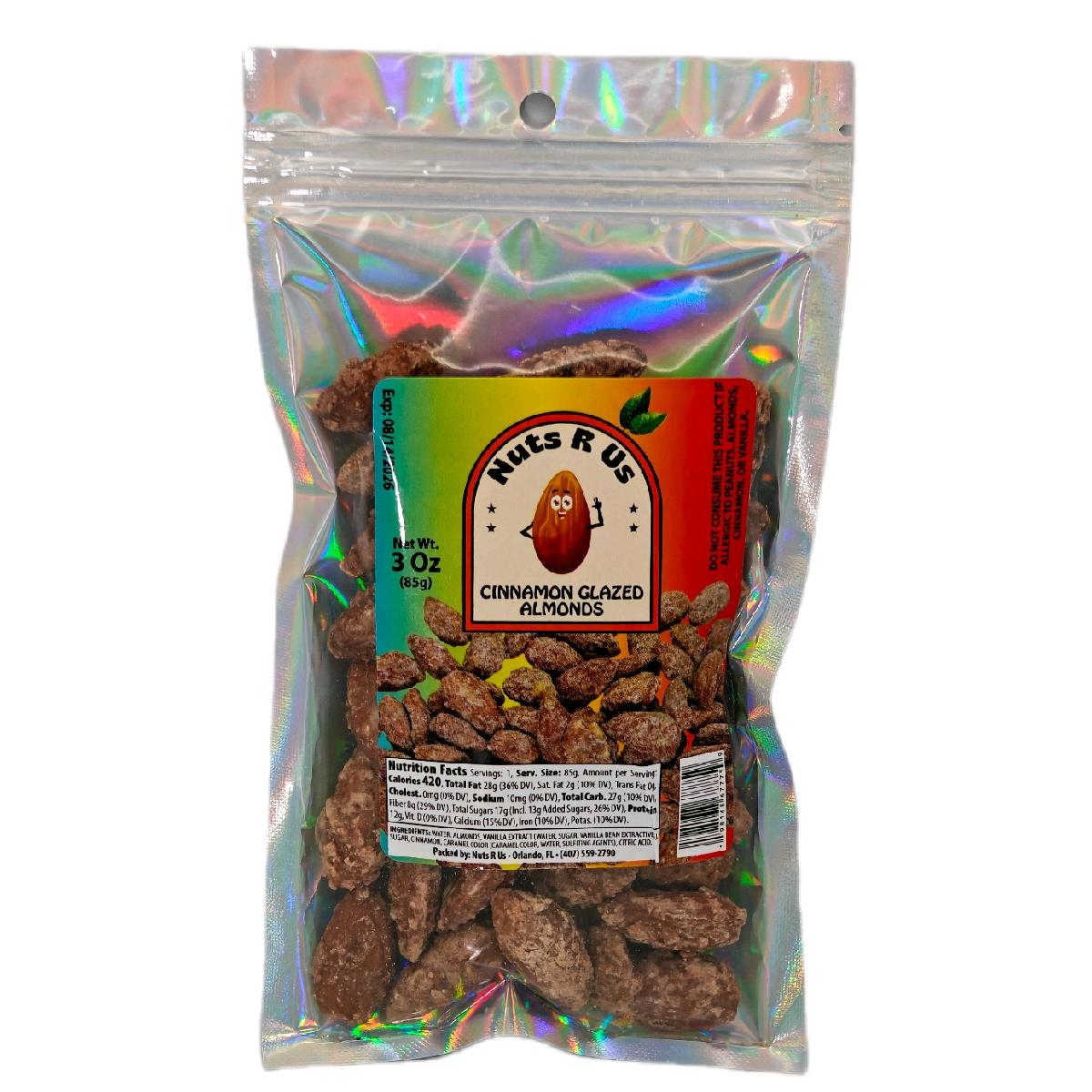 Cinnamon Glazed Almonds – 3 oz | Sweet Roasted Snack by Nuts R Us