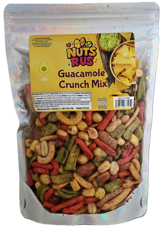 Nuts R Us Guacamole Crunch Mix 8oz - Savory Avocado and Chili Snack Blend