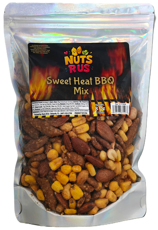 Nuts R Us Sweet Heat BBQ Mix 8oz - Spicy Corn and Roasted Nut Snack Blend