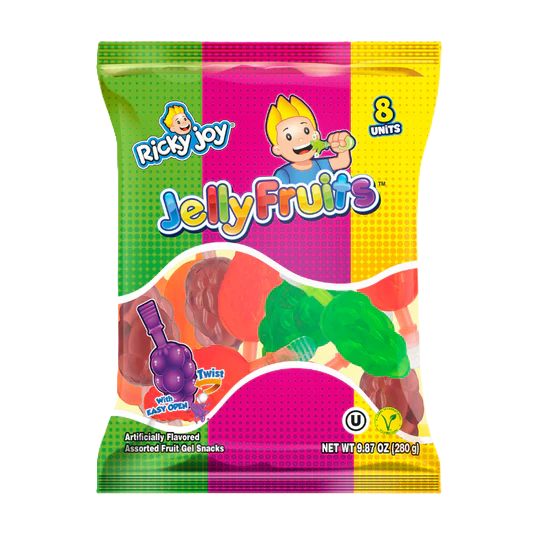 Ricky Joy Jelly Fruits – Assorted Fruit-Shaped Jelly Snacks – 17.6 oz Bag