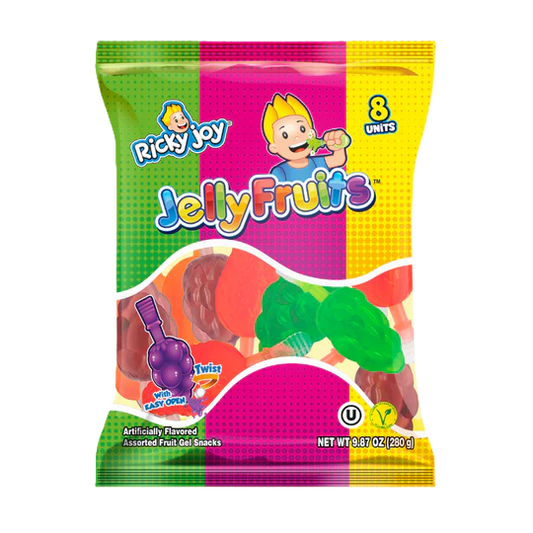 Ricky Joy Jelly Fruits – Assorted Fruit-Shaped Jelly Snacks – 17.6 oz Bag