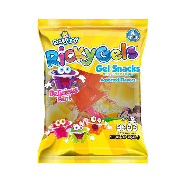 Ricky Joy Ricky Gels – Assorted Fruit Gel Snacks – 8 Count (9.87 oz Bag)