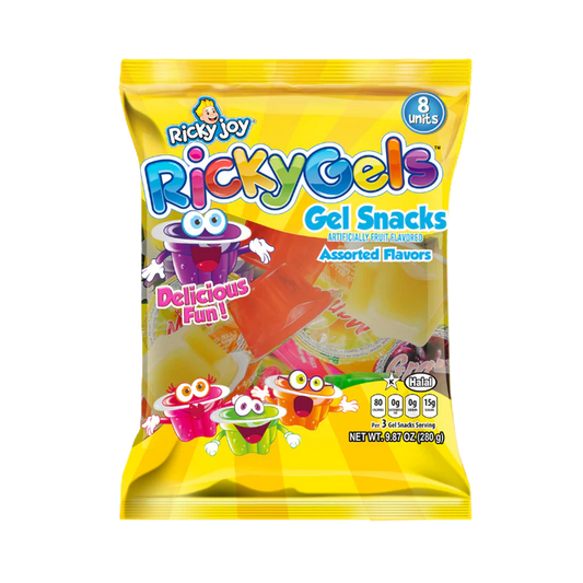 Ricky Joy Ricky Gels – Assorted Fruit Gel Snacks – 8 Count (9.87 oz Bag)