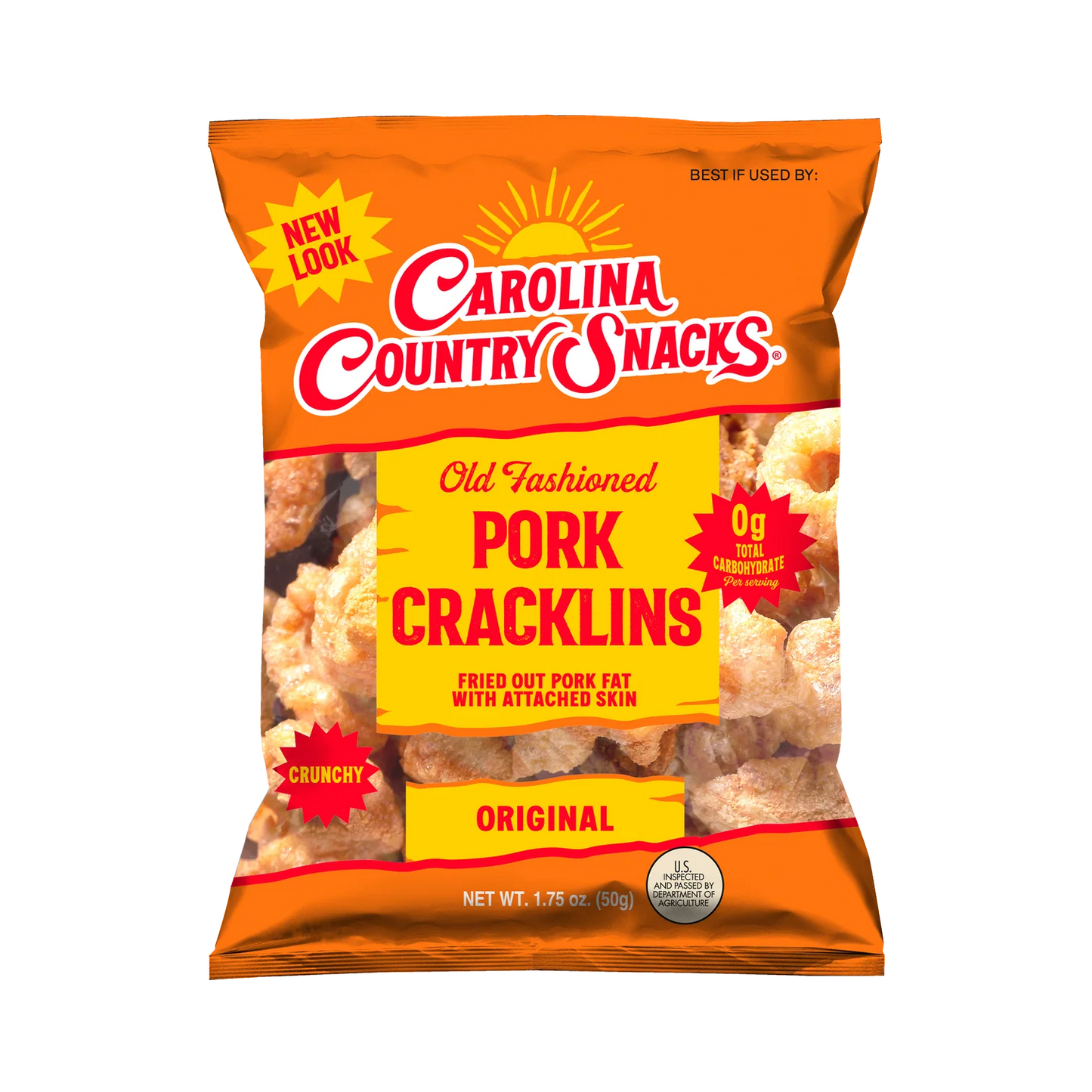Carolina Country Snacks Pork Cracklins – Original Old-Fashioned Crunch – 2.5 oz Bag
