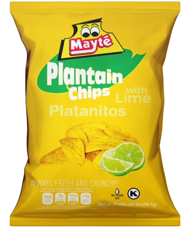 Mayté Plantain Chips with Lime – Tangy, Crunchy Snack | Non-GMO, Gluten-Free, No Trans Fat | 3 oz Bag