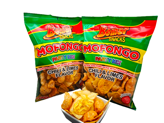 Mezcla para fiestas de mofongo Bemar – Sabor a chile y limón | Bocadillo de plátano, yuca y chicharrón – 113 g