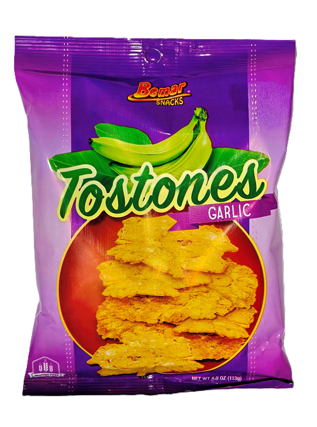 Bemar Garlic Tostones - Crispy Fried Green Plantain Chips 4oz