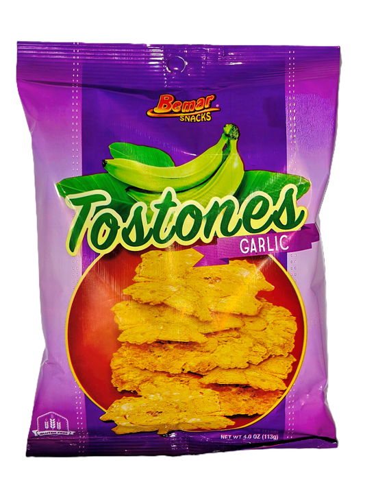 Bemar Garlic Tostones - Crispy Fried Green Plantain Chips 4oz