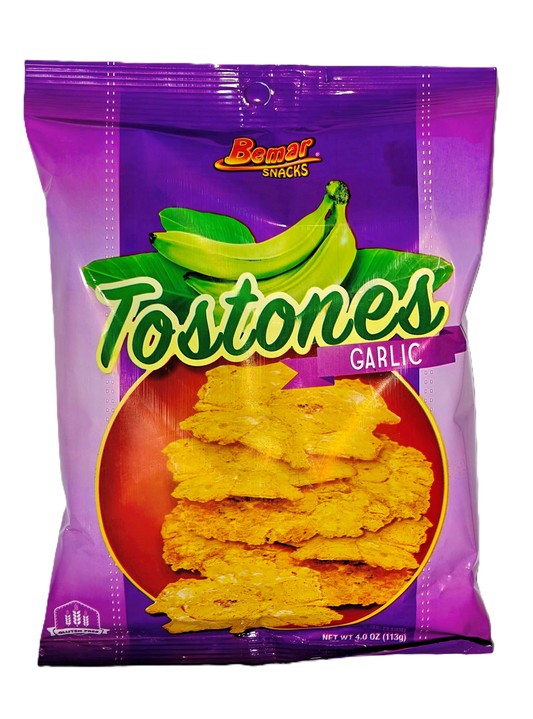 Bemar Tostones Garlic – Fried Plantain Chips with Garlic Flavor – 3 oz