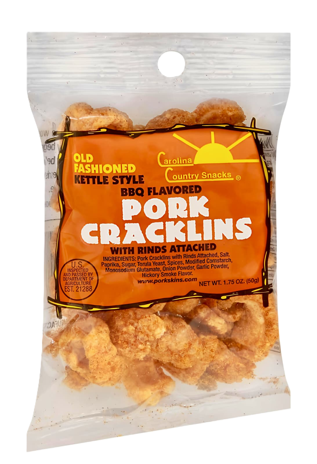 Carolina Country Snacks – Chicharrones de cerdo con sabor a barbacoa al estilo tradicional (50 g)