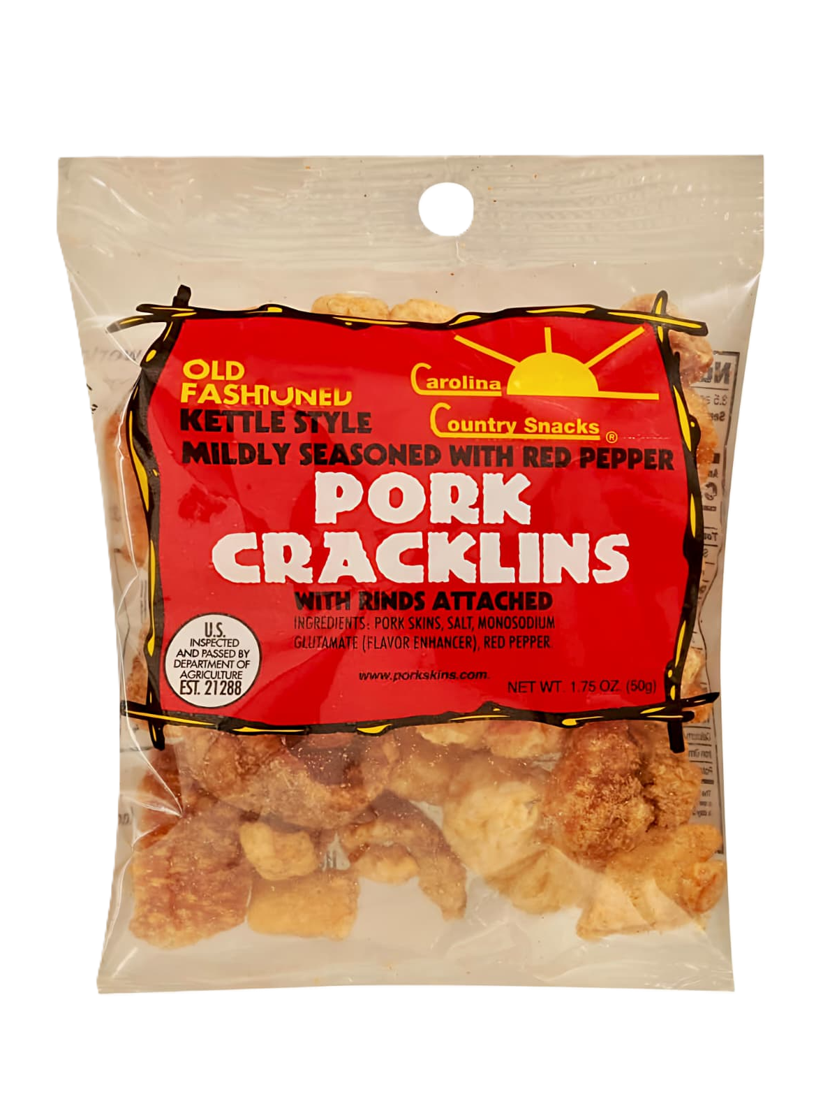 Carolina Country Snacks – Chicharrones de cerdo ligeramente sazonados (50 g)