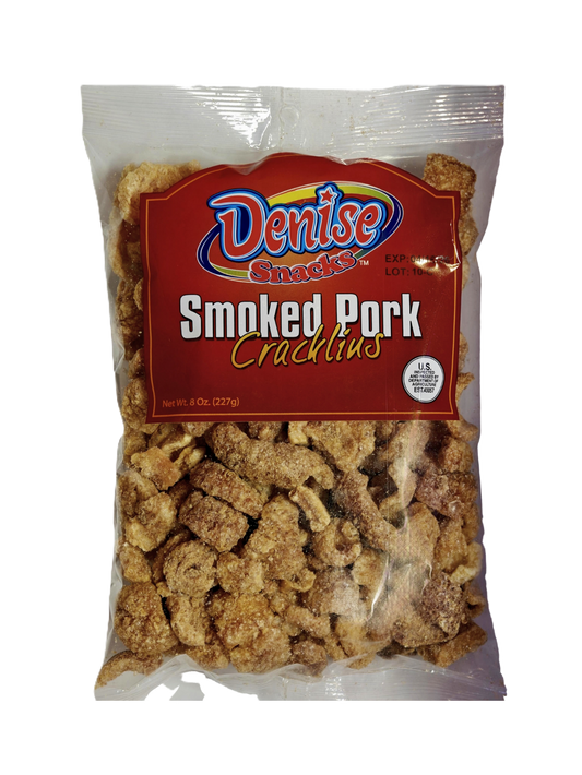 Denise Snacks Smoked Pork Cracklins - Keto Friendly Chicharrones 8oz Bag
