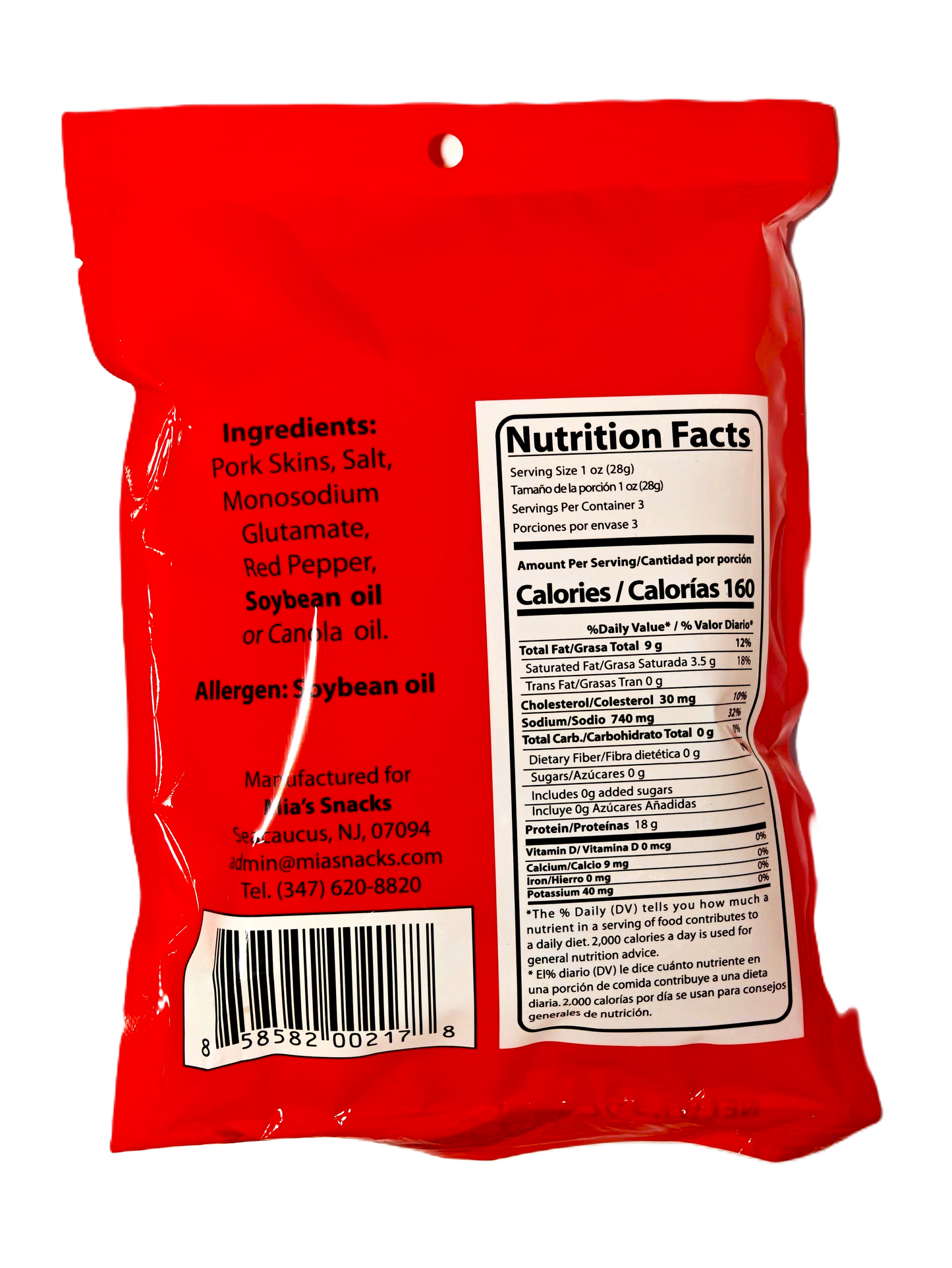 Pieles de cerdo fritas originales de Mia: tiras crujientes de corteza de cerdo (bolsa de 85 g)