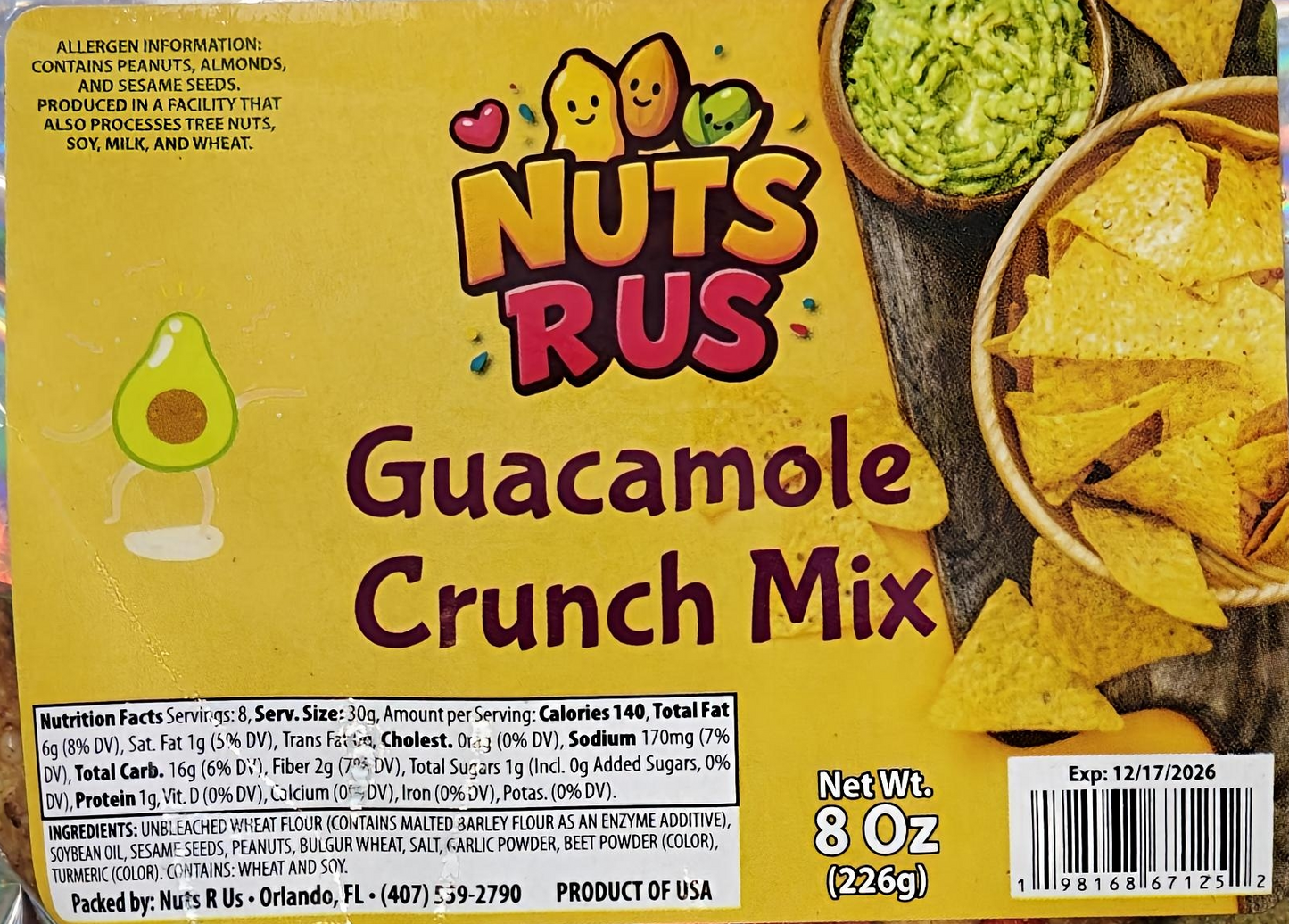 Nuts R Us Guacamole Crunch Mix – Savory Spicy Snack Blend – 8 oz Bag