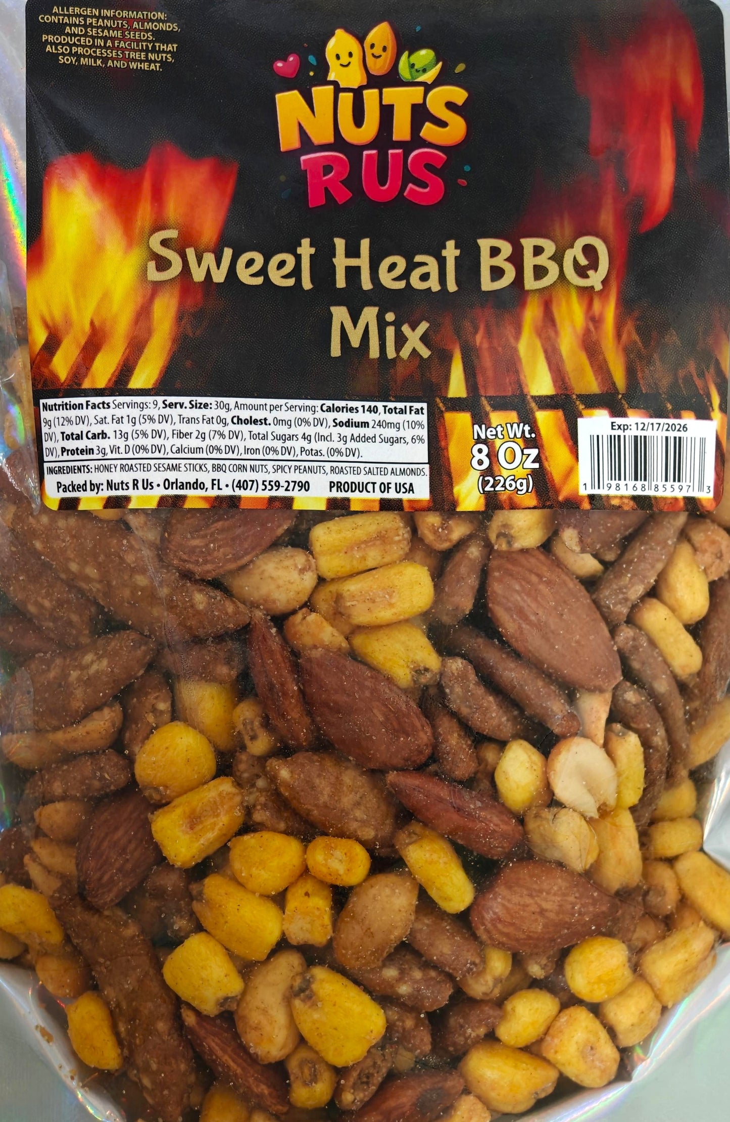 Nuts R Us Sweet Heat BBQ Mix – Spicy & Smoky Nut Snack – 8 oz Bag