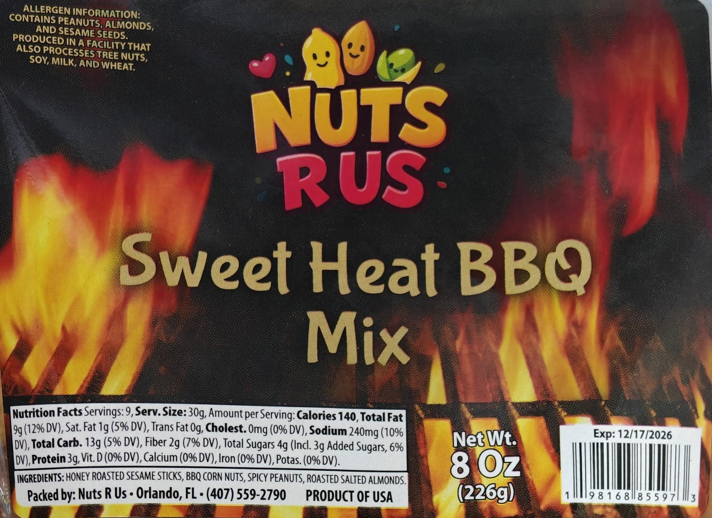 Nuts R Us Sweet Heat BBQ Mix – Spicy & Smoky Nut Snack – 8 oz Bag