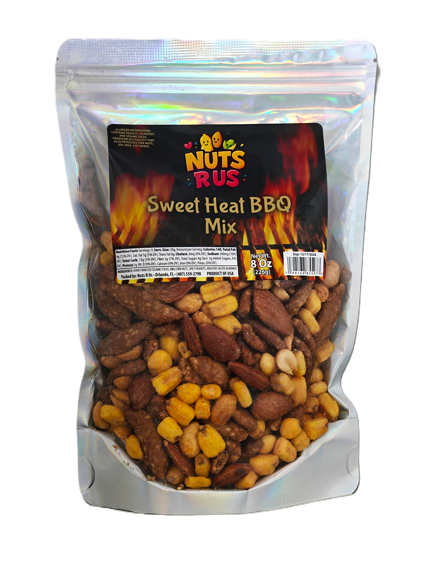 Nuts R Us Sweet Heat BBQ Mix – Spicy & Smoky Nut Snack – 8 oz Bag