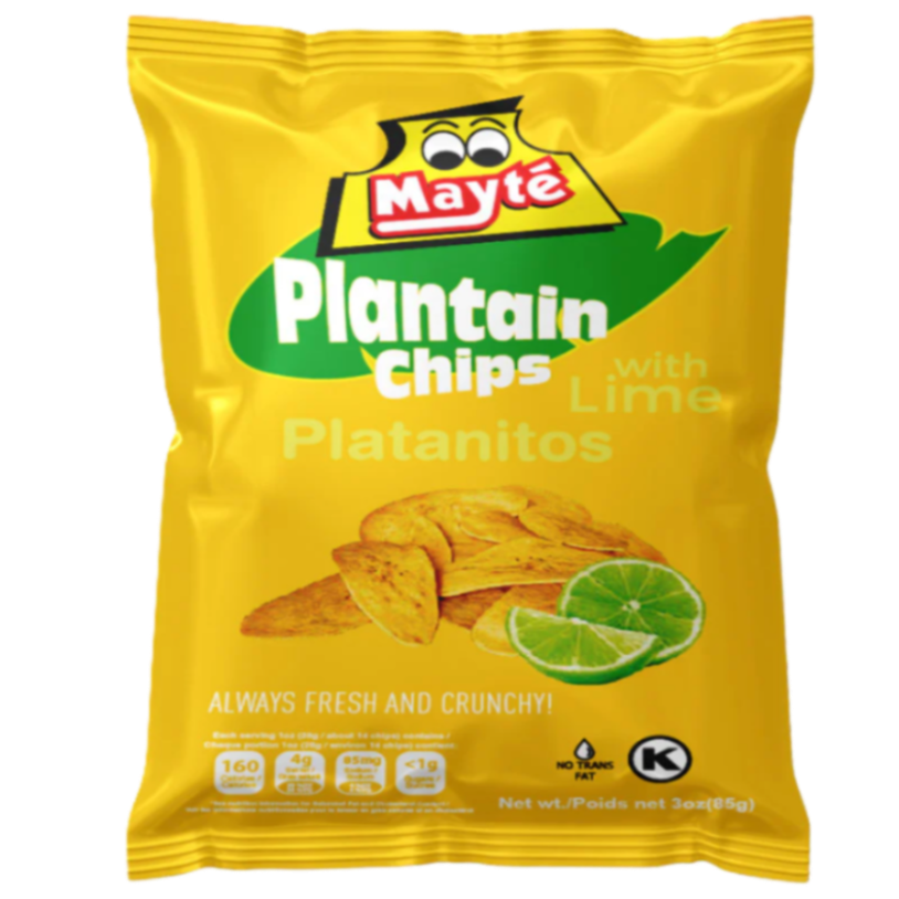 Mayte Plantain Chips with Lime packaging on a white background