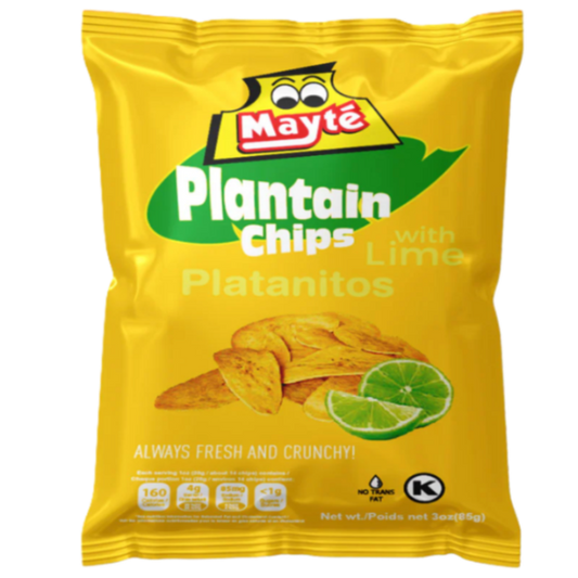 Mayte Plantain Chips with Lime packaging on a white background