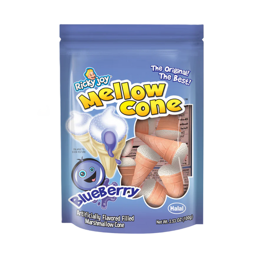 Ricky Joy Mellow Cone – Blueberry Marshmallow Cones – 3.53 oz Bag